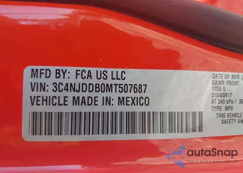 2021 Jeep Compass Trailhawk 4X4 z USA, uszkodzony, nr VIN 3C4NJDDB0MT507687